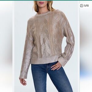 Pistola Metallic Everly Gilded Castle Cable Knit Sweater